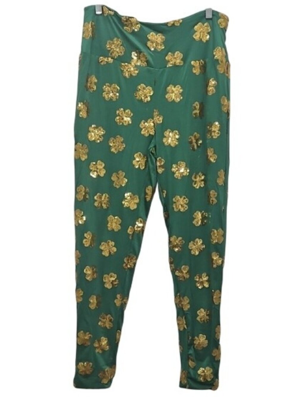 Tipsy Elves Gold Clover Sequin Leggings New XL Women's Costume Party Festive